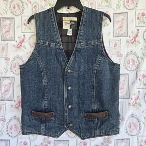 VTG Wrangler Outerwear Vest Women's S Western Cowboy Denim Plaid Flannel Lined